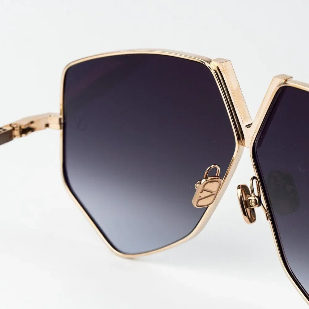 Valentino Men Sunglasses Titanium Gold Grey Oversized Aviator V - HEXAGON